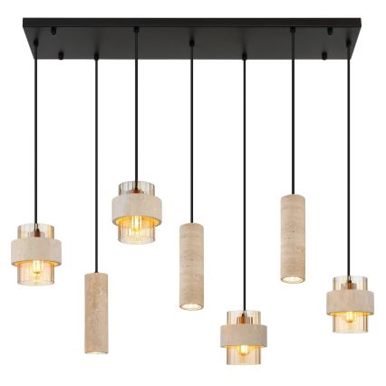Globo - lustra uz troses 4xE27/40W/230V + 3xGU10/10W travertīns