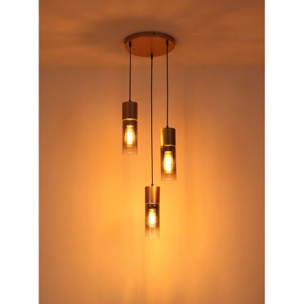 Globo - Lustra ar auklu 3xE27/25W/230V bronza d. 34 cm