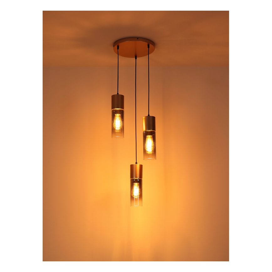 Globo - Lustra ar auklu 3xE27/25W/230V bronza d. 34 cm