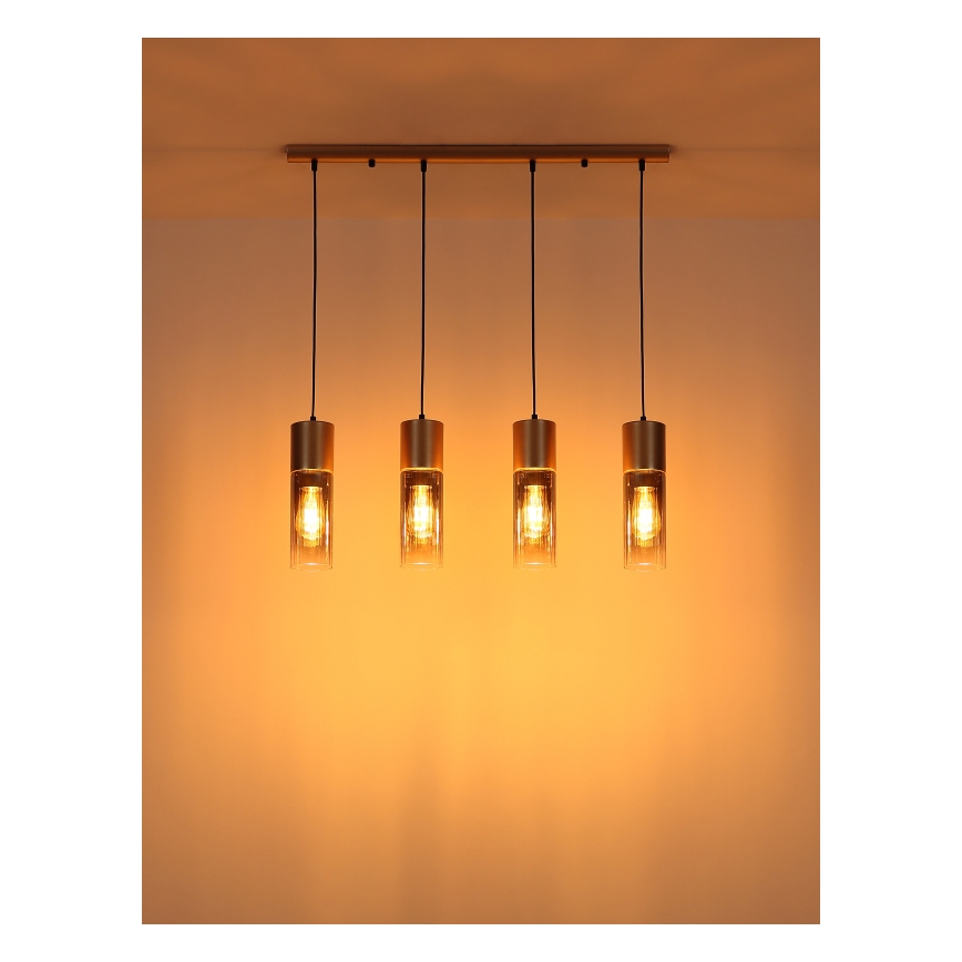 Globo - Pakaramā lustra ar stiepli 4xE27/25W/230V bronzas krāsā
