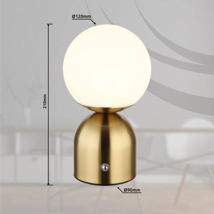 Globo - LED Aptumšojama skārienvadāma galda lampa LED/2,5W/3,7V 2700K/4000K/6500K 1800 mAh USB misiņš