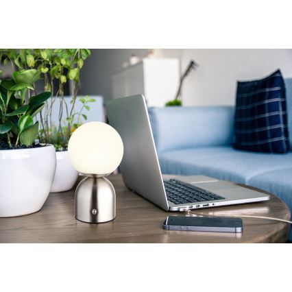 Globo - LED Aptumšojama skārienvadāma galda lampa LED/2,5W/3,7V 2700K/4000K/6500K 1800 mAh USB matēts hroms