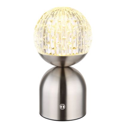 Globo - LED Aptumšojama skārienvadāma galda lampa LED/2,5W/3,7V 2700/4000/6500K 1800 mAh USB matēts hroms