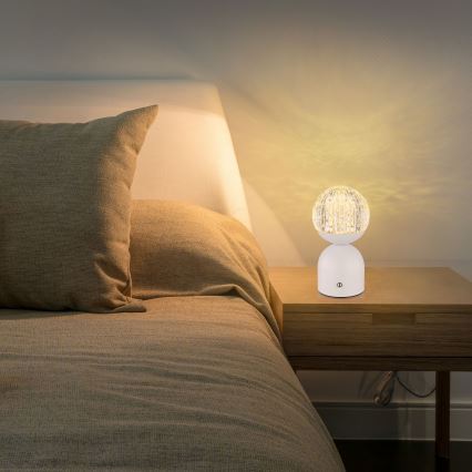 Globo - LED Aptumšojama skārienvadāma galda lampa LED/2W/5V 2700/4000/65000K 1800 mAh balta