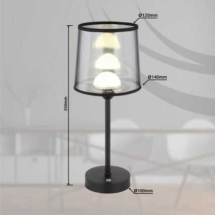Globo - LED Aptumšojama uzlādējama skārienvadāma galda lampa LED/2,5W/3,7V 2700/4000/6500K 1800 mAh melna