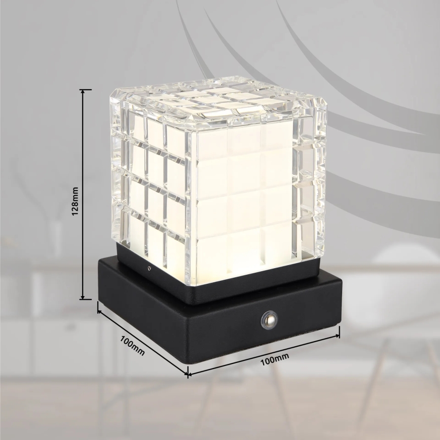 Globo - LED Aptumšojama skārienvadāma galda lampa LED/2,5W/3,7V 2700K/4000K/6500K 1800 mAh USB melna