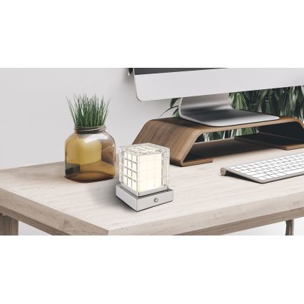 Globo - LED Aptumšojama skārienvadāma galda lampa LED/2,5W/3,7V 2700K/4000K/6500K 1800 mAh USB matēts hroms