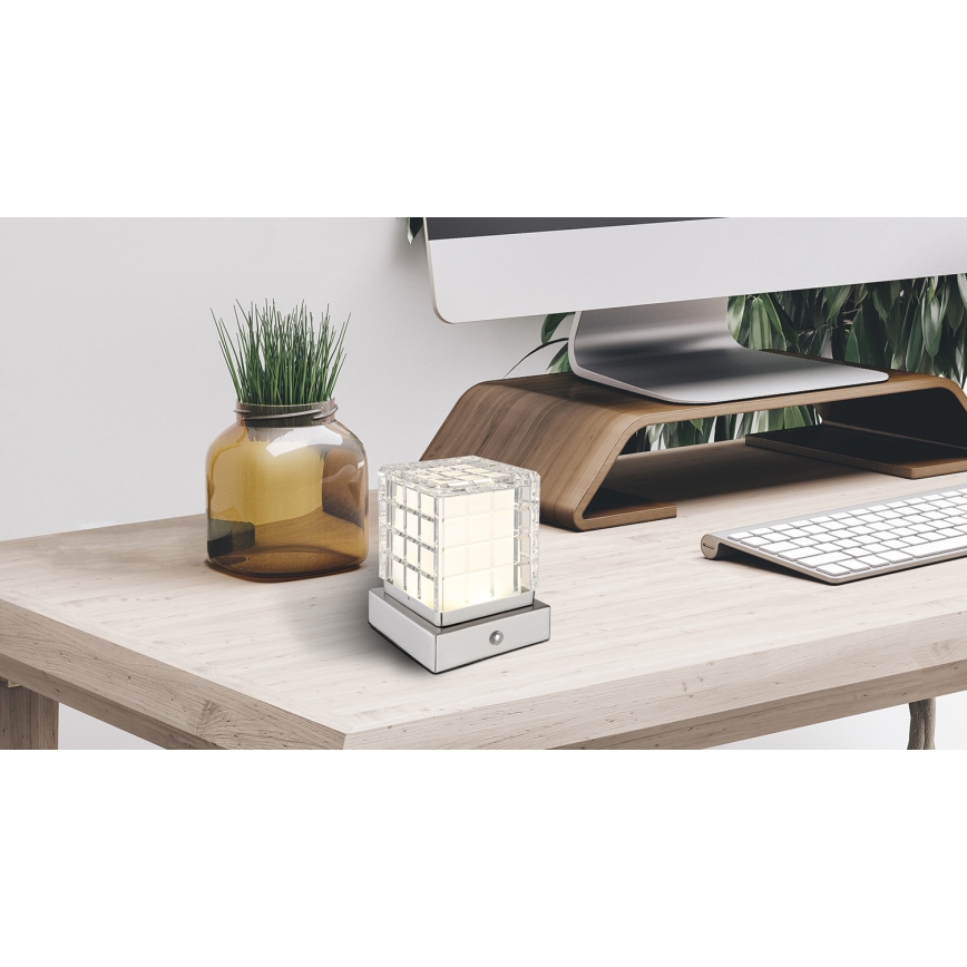 Globo - LED Aptumšojama skārienvadāma galda lampa LED/2,5W/3,7V 2700K/4000K/6500K 1800 mAh USB matēts hroms