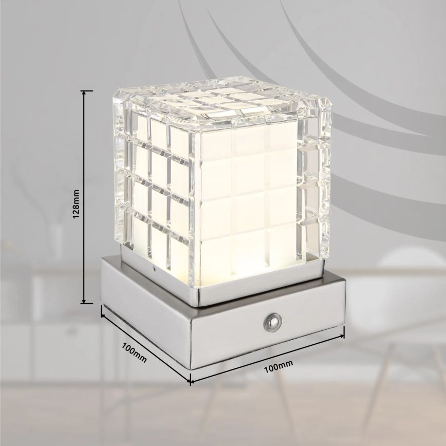Globo - LED Aptumšojama skārienvadāma galda lampa LED/2,5W/3,7V 2700K/4000K/6500K 1800 mAh USB matēts hroms