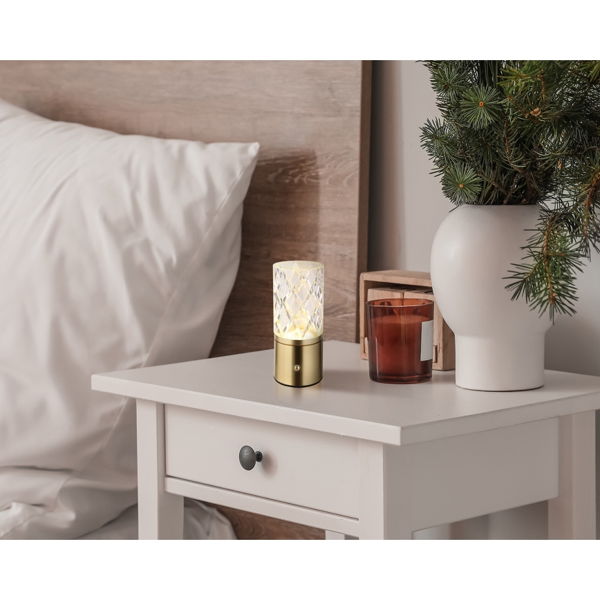 Globo - LED Aptumšojama skārienvadāma galda lampa LED/2,5W/3,7V 2700K/4000K/6500K 1800 mAh USB zelta