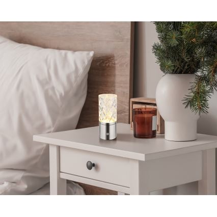 Globo - LED Aptumšojama skārienvadāma galda lampa LED/2,5W/3,7V 2700K/4000K/6500K 1800 mAh USB matēts hroms