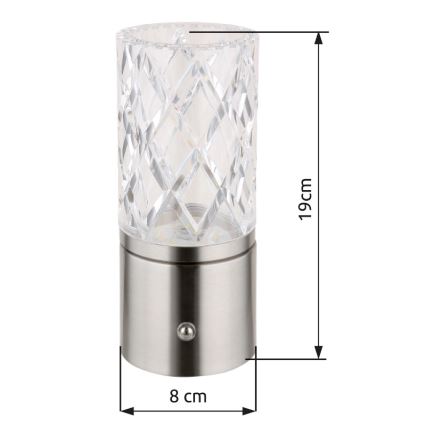Globo - LED Aptumšojama skārienvadāma galda lampa LED/2,5W/3,7V 2700K/4000K/6500K 1800 mAh USB matēts hroms