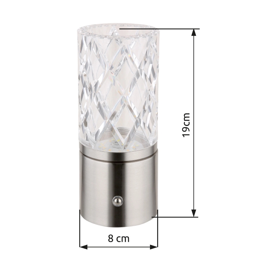 Globo - LED Aptumšojama skārienvadāma galda lampa LED/2,5W/3,7V 2700K/4000K/6500K 1800 mAh USB matēts hroms