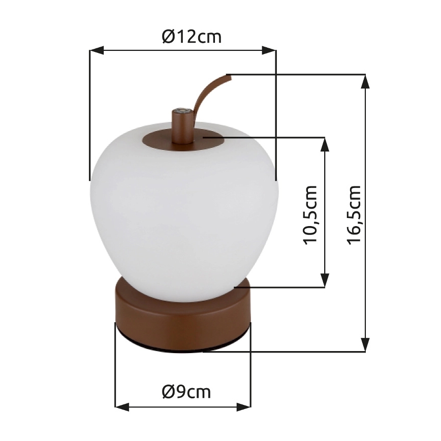 Globo - LED Aptumšojama skārienvadāma galda lampa LED/2W/3,7V 2700K/4000K/6500K 1200 mAh USB brūna