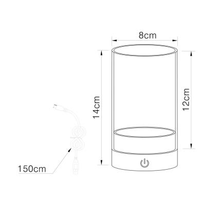 Globo - LED Āra aptumšojama uzlādējams skārienvadāma galda lampa LED/2W/3,7V 2700/4000/6500K 1200mAh IP44 bēša