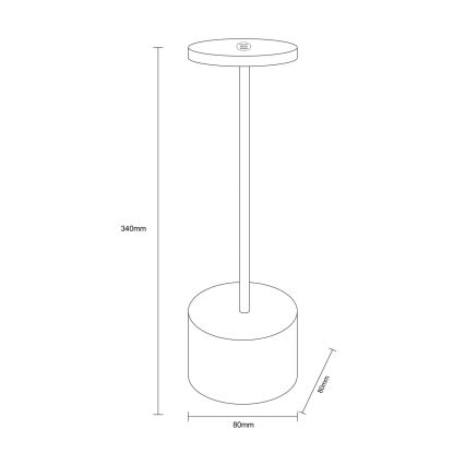 Globo - LED Aptumšojama skārienvadāma galda lampa LED/1,2W/3,7V 2000K/3500K/7000K 1200 mAh USB melna