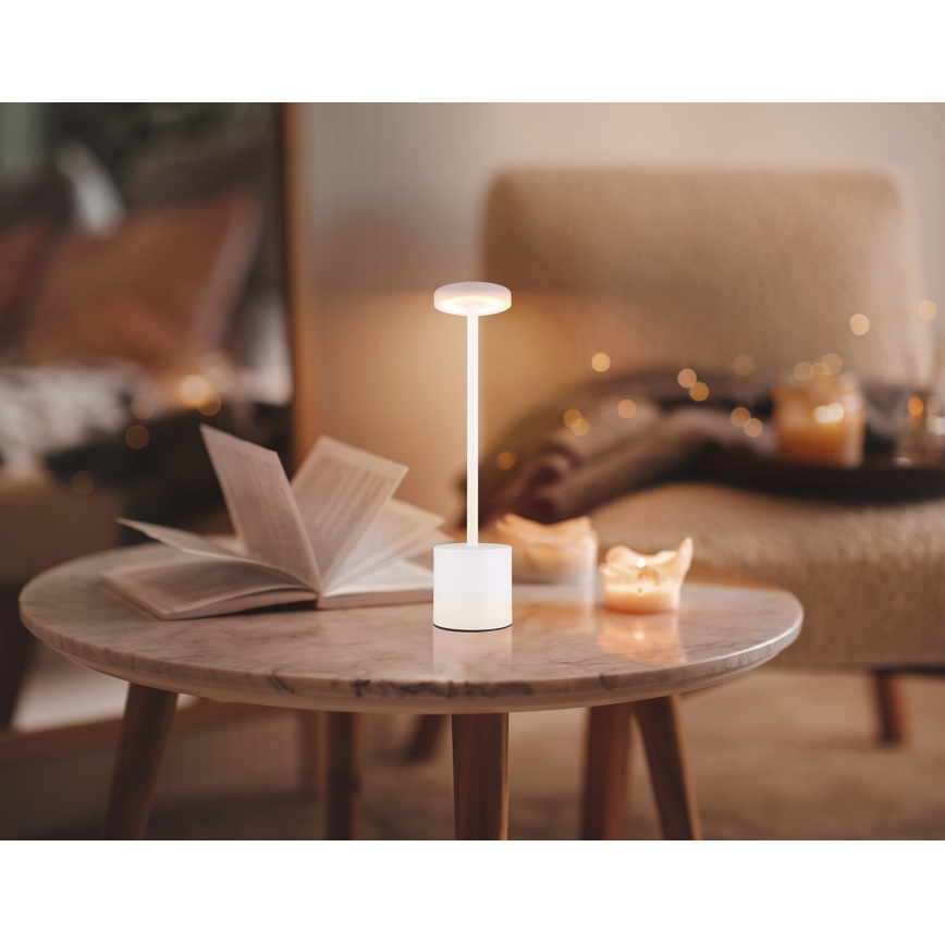 Globo - LED Aptumšojama skārienvadāma galda lampa LED/1,2W/3,7V 2000K/3500K/7000K 1200 mAh USB balta