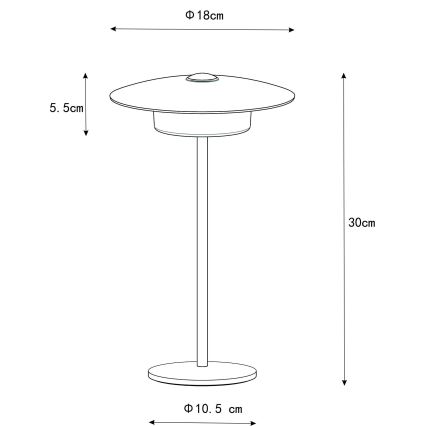 Globo - LED Āra uzlādējama skārienvadāma galda lampa LED/3W/3,7V 1800/2700/3000K IP44 1800 mAh pelēka