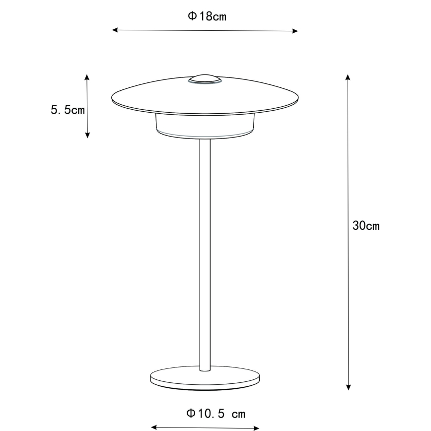 Globo - LED Āra uzlādējama skārienvadāma galda lampa LED/3W/3,7V 1800/2700/3000K IP44 1800 mAh melna