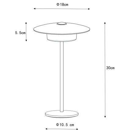 Globo - LED Āra uzlādējama skārienvadāma galda lampa LED/3W/3,7V 1800/2700/3000K IP44 1800 mAh balta