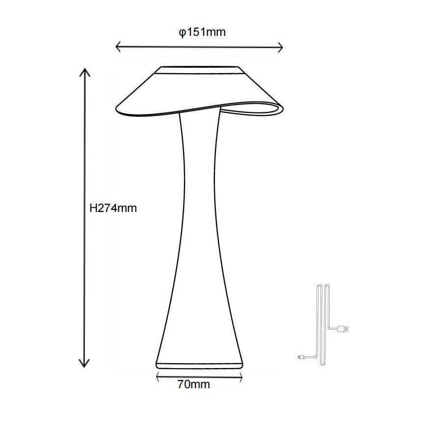 Globo - LED Aptumšojama, lādējama galda lampa LED/2,5W/3,7V 1200mAh 2700K/4500K/6500K zelta