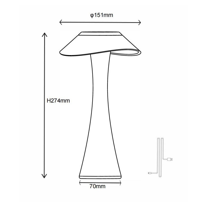 Globo - LED Aptumšojama, lādējama galda lampa LED/2,5W/3,7V 1200mAh 2700K/4500K/6500K balta