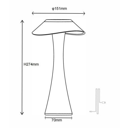 Globo - LED Aptumšojama, lādējama galda lampa LED/2,5W/3,7V 1200mAh 2700K/4500K/6500K melna
