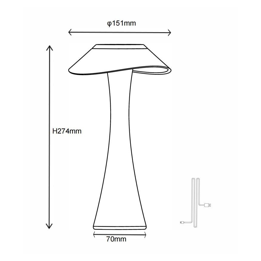 Globo - LED Aptumšojama, lādējama galda lampa LED/2,5W/3,7V 1200mAh 2700K/4500K/6500K melna