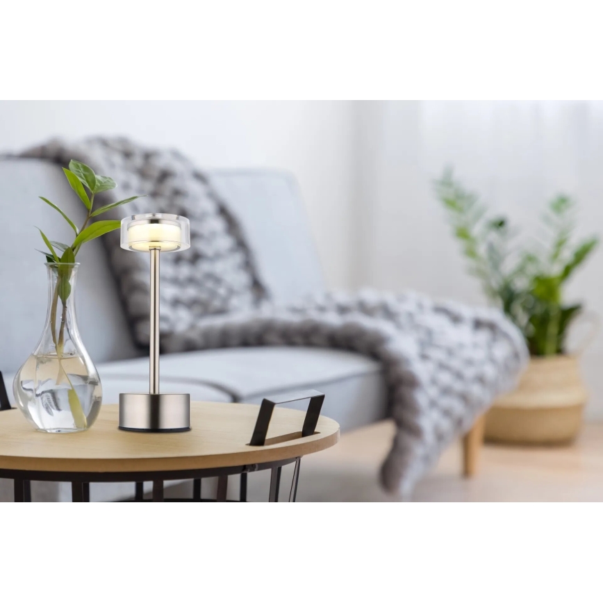 Globo - LED Aptumšojama uzlādējama skārienvadāma galda lampa LED/2,5W/3,7V 2700/4000/6500K 1800mAh matēts hroms