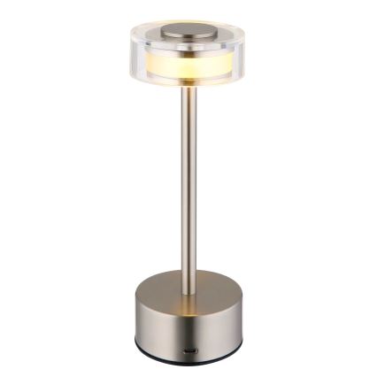 Globo - LED Aptumšojama uzlādējama skārienvadāma galda lampa LED/2,5W/3,7V 2700/4000/6500K 1800mAh matēts hroms