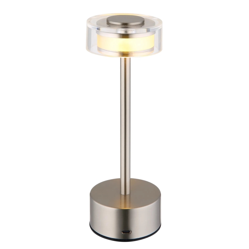 Globo - LED Aptumšojama uzlādējama skārienvadāma galda lampa LED/2,5W/3,7V 2700/4000/6500K 1800mAh matēts hroms