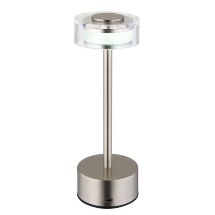 Globo - LED Aptumšojama uzlādējama skārienvadāma galda lampa LED/2,5W/3,7V 2700/4000/6500K 1800mAh matēts hroms