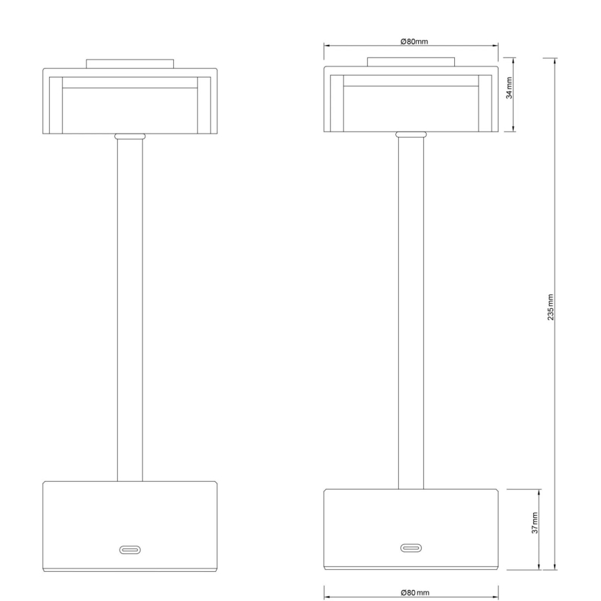 Globo - LED Aptumšojama uzlādējama skārienvadāma galda lampa LED/2,5W/3,7V 2700/4000/6500K 1800mAh matēts hroms