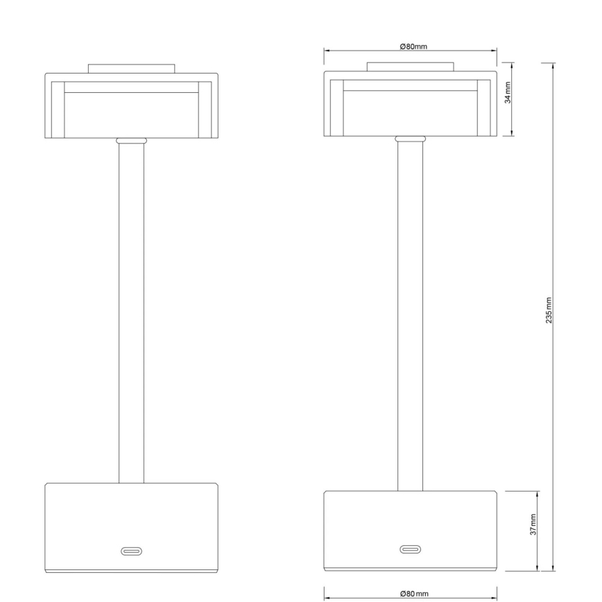 Globo - LED Aptumšojama uzlādējama skārienvadāma galda lampa LED/2,5W/3,7V 2700/4000/6500K 1800mAh melna