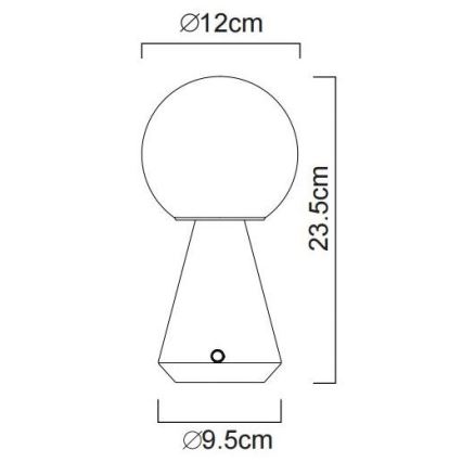Globo - LED Aptumšojama skārienvadāma āra galda lampa LED/1,5W/5V 3000/4500/6500K 1800 mAh IP41 melna
