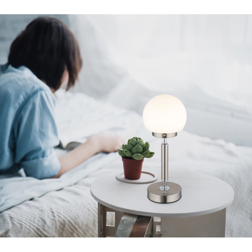 Globo - LED Aptumšojama uzlādējama skārienvadāma galda lampa LED/2,5W/5V 1800mAh 2700/4000/6500K matēts hroms