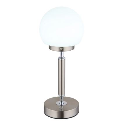 Globo - LED Aptumšojama uzlādējama skārienvadāma galda lampa LED/2,5W/5V 1800mAh 2700/4000/6500K matēts hroms