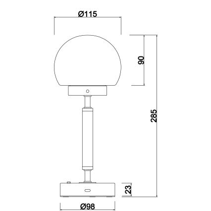 Globo - LED Aptumšojama uzlādējama skārienvadāma galda lampa LED/2,5W/5V 1800mAh 2700/4000/6500K matēts hroms