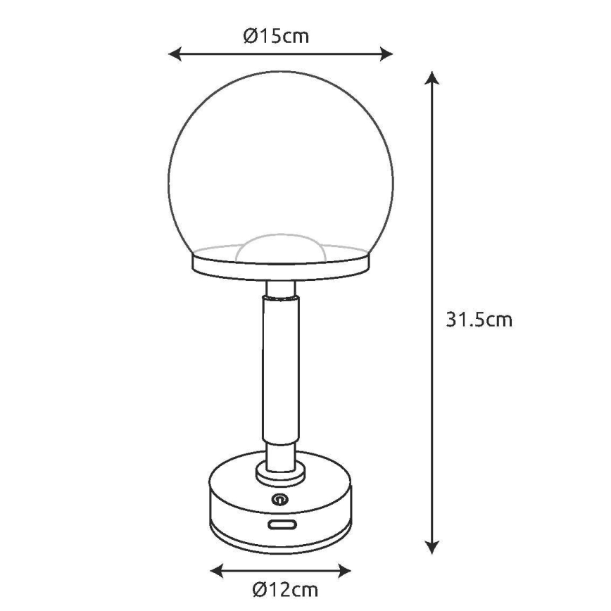 Globo - LED Aptumšojama uzlādējama skārienvadāma galda lampa LED/2,5W/5V 1800mAh 2700/4000/6500K melna