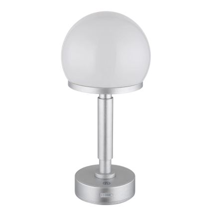 Globo - LED Aptumšojama uzlādējama skārienvadāma galda lampa LED/2,5W/5V 1800mAh 2800K sudraba