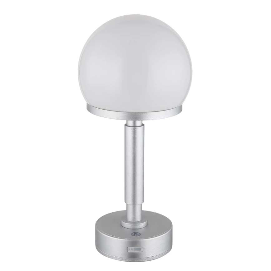 Globo - LED Aptumšojama uzlādējama skārienvadāma galda lampa LED/2,5W/5V 1800mAh 2800K sudraba