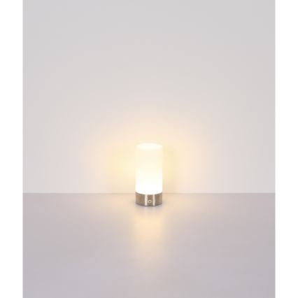 Globo - LED RGBW Aptumšojama skārienvadāma āra galda lampa LED/1,8W/5V 1500 mAh IP44 matēts hroms