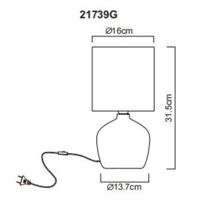 Globo - Galda lampa 1xE14/40W/230V pelēka