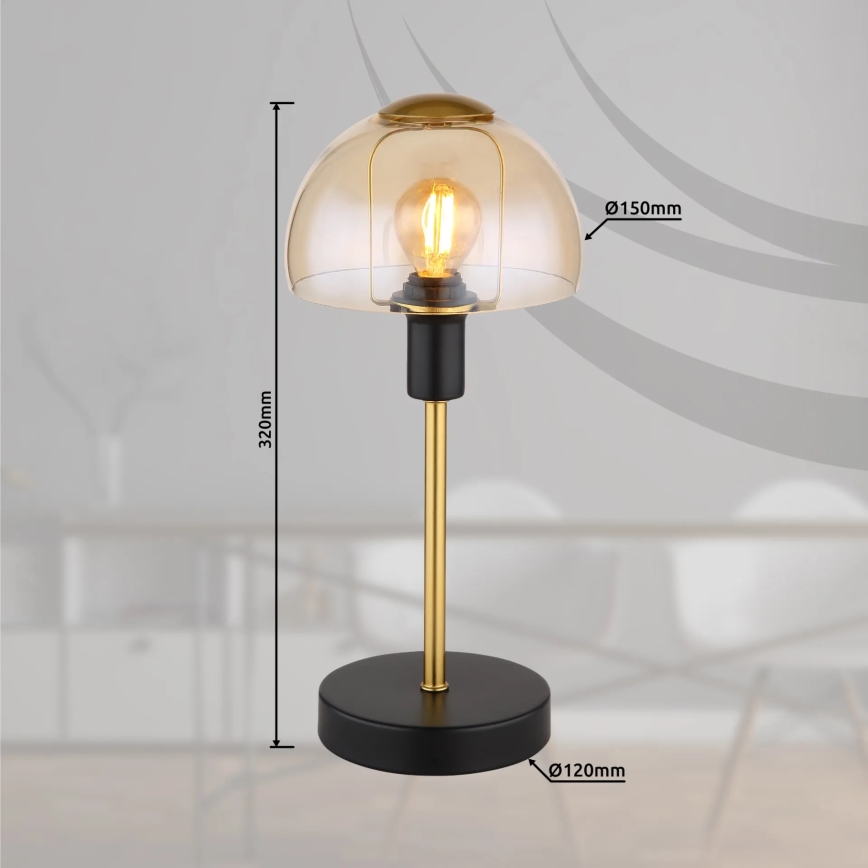Globo - Galda skārienvadāma lampa 1xE14/25W/230V melna/zelta