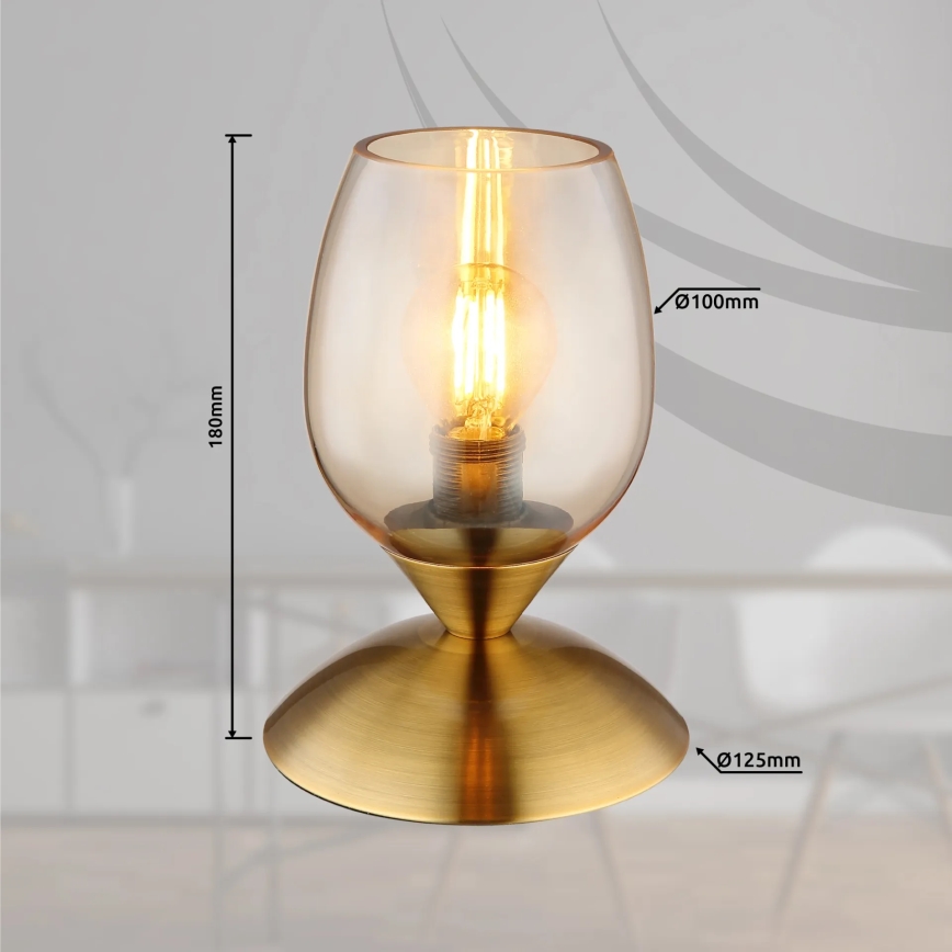 Globo - Galda skārienvadāma lampa 1xE14/25W/230V misiņš
