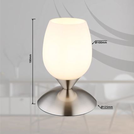 Globo - Galda skārienvadāma lampa 1xE14/25W/230V matēts hroms