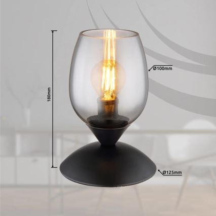 Globo - Galda skārienvadāma lampa 1xE14/25W/230V melna
