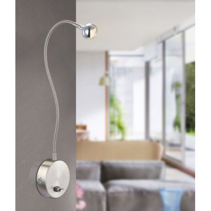 Globo - LED pielāgojama lasāmā lampa LED/3W/230V spīdīgs hroms