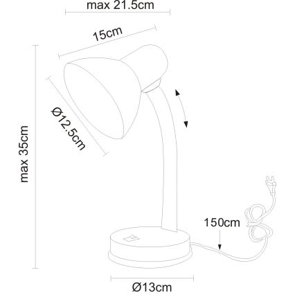 Globo - Galda lampa 1xE27/40W/230V melna