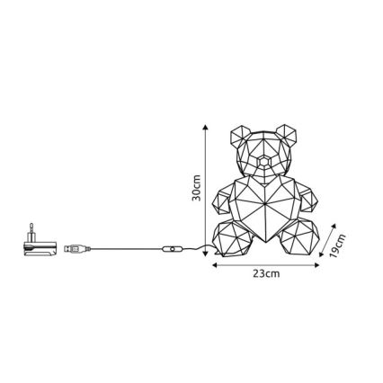 Globo - LED galda dekors dāvanu iepakojumā LED/6W/5V USB lācis